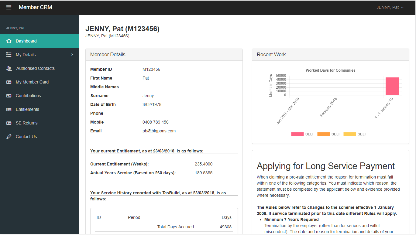 Member Portal Dashboard